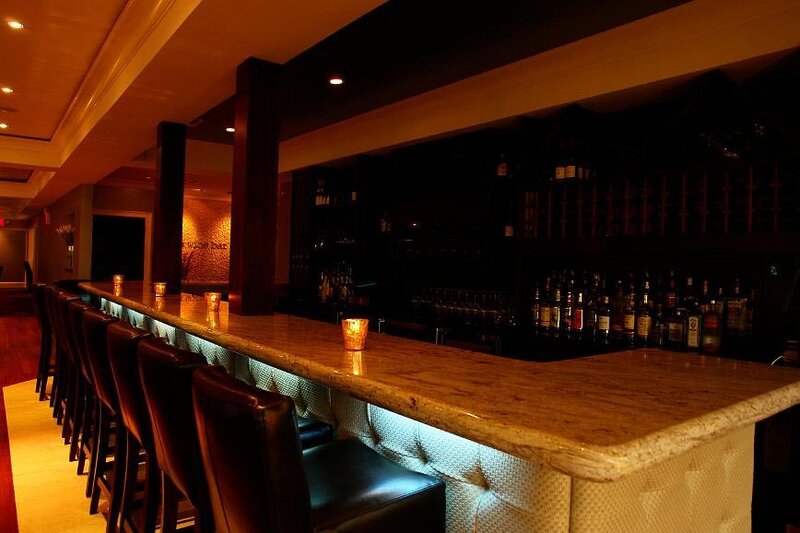 Bar seating area with candle decoration
